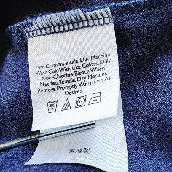 Eddie Bauer Classic Navy Floral Cottagecore Midi Dress Ruffle Trim Sz. XL Tall - Picture 9 of 10